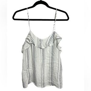 ESSUE small spaghetti strap tank-white with Navy diamond NWT
